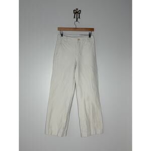 Vince Women's Off-White Cream Neutral Linen Cotton Wide Leg Ankle Jeans Pants 4